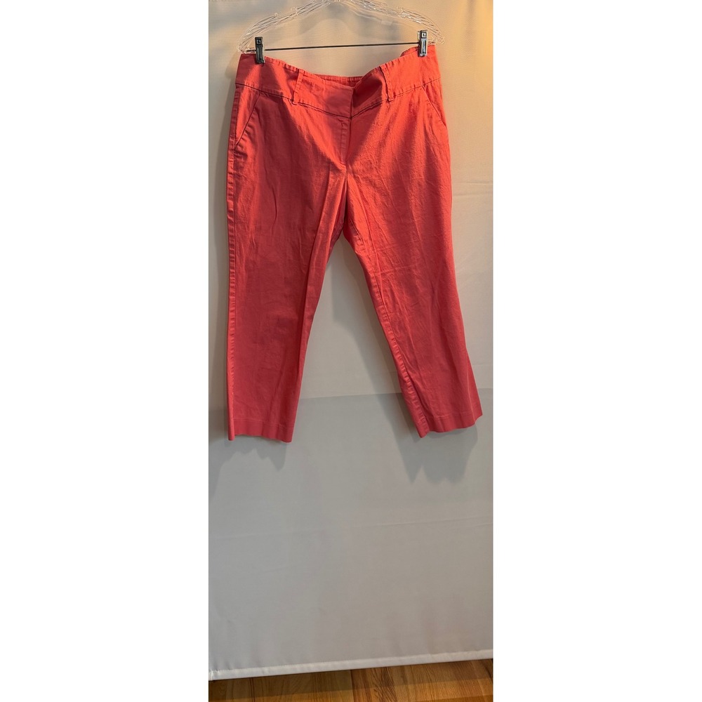 Ann Taylor Signature Coral Pink Cropped Pants Womens 14 Cotton Stretch Trousers